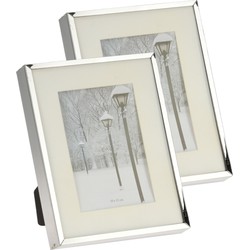 Set van 3x stuks fotolijstje/fotoframe 17 x 22 cm met zilver metalen rand - Fotolijsten