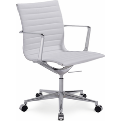 Furnicher Walton bureaustoel - PU-leren zitting - Chroom frame - In hoogte verstelbaar - Draaibaar - Wit