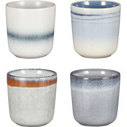 Mica Decorations Tanzi Beker - Set van 4 - 220 ml - Lichtblauw, Blauw, Grijs, Lichtgrijs