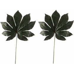 3x stuks donkergroene vingerplant kunsttakken 55 cm - Kunstplanten