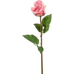 Emerald Kunstbloem Roos Bud tak - 58 cm - roze - Kunst zijdebloemen - Kunstbloemen