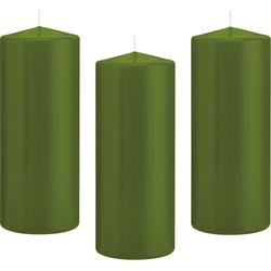 10x Kaarsen olijfgroen 8 x 20 cm 119 branduren sfeerkaarsen - Stompkaarsen