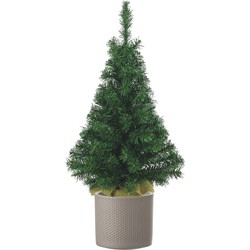 Volle kunst kerstboom 75 cm inclusief taupe pot - Kunstkerstboom