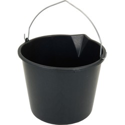 1x Stuks stevige zwarte huishoud emmer 16 liter met tuit - Emmers