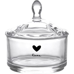 Clayre & Eef Glazen potje  Ø 9x9 cm Glas Rond Hart Love Potje