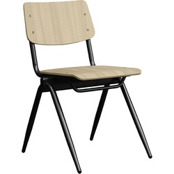 LABEL51 Eetkamerstoel Solid - Naturel - Hout - Black Frame