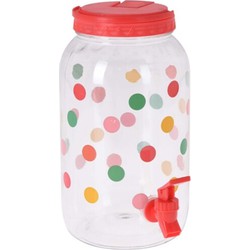 Drank dispenser/limonadetap - met tapje - kunststof - 3750 ml - rood - H27 x D19 cm - Drankdispensers