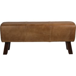 Clayre & Eef Hocker  119x30x53 cm Bruin Leder Rechthoek Poef