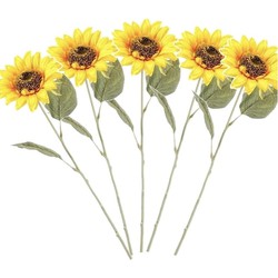 5x Gele kunst zonnebloem kunstbloemen 62 cm decoratie - Kunstbloemen