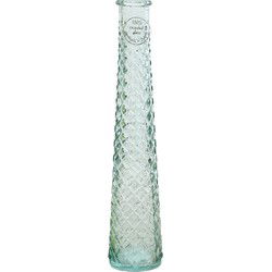 Decoris Vaas - transparant - ruit patroon - glas - D7 x 32 cm - Vazen