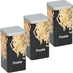 3x Metalen pasta/macaroni voorraadbussen 18,5 cm - Voorraadblikken