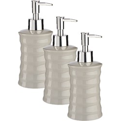 3x stuks zeeppompje/zeepdispenser lichtgrijs keramiek 18 cm - Zeeppompjes