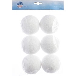 6x Witte sneeuwballen/sneeuwbollen 8 cm - Decoratiesneeuw