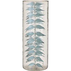 J-line - Vaas Blauw Blad Glas Large - 16x16x42.5cm