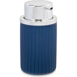 Berilo zeeppompje/dispenser Roma - blauw/zilver - kunststof - 8 x 15 cm - 420 ml - Zeeppompjes