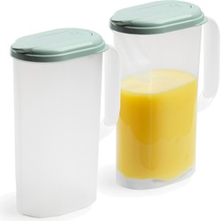 Plasticforte Waterkan met deksel - 2x - 2L - groen - kunststof - Schenkkannen