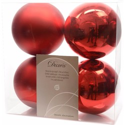 8-delige kerstballen set 10 cm rood - Kerstbal