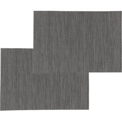 Set van 4x stuks placemats uni zwart texaline 50 x 35 cm - Placemats