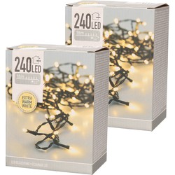 Set van 2x stuks kerstverlichting extra warm wit buiten 240 lampjes 1800 cm - Kerstverlichting kerstboom