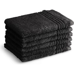 PHLOX Washandjes Set 16x21 cm - 6 stuks - 600 g/m2 Zacht Katoen - Supreme Collectie - Zwart