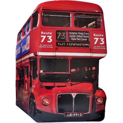 Clayre & Eef Wanddecoratie Bus 60x80 cm Rood Zwart Ijzer Route 73 Muurdecoratie