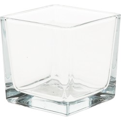 1x Decoratie theelichten/waxinelichten houder 8 x 8 cm vierkant glas - Waxinelichtjeshouders