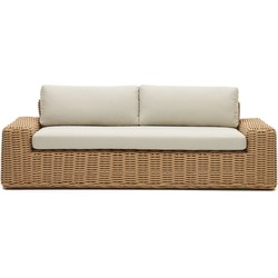 Kave Home - Outdoor sofa Portlligat 3 zitsbank in synthetisch rotan met natuurlijke afwerking