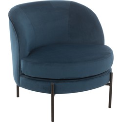 J-line - Loungestoel Rond Textiel/metaal Blauw - 71x67x66cm