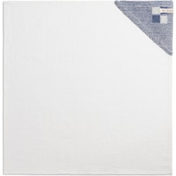 Knit Factory Linnen Theedoek - Poleerdoek - Keuken Droogdoek Block - Ecru/Jeans - 65x65 cm
