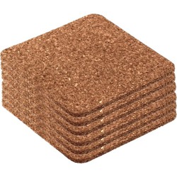 18x stuks vierkante glazen onderzetters van kurk 9.5 x 9.x5 cm - Glazenonderzetters