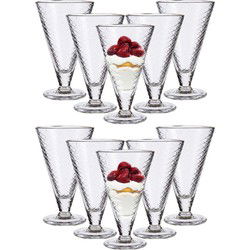 Vivalto IJcoupes/ijs/dessert serveer schaaltjes - op voet - set 12x stuks - glas - 340 ml - IJsjeshouders