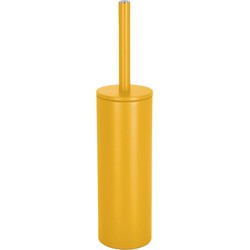 Spirella Luxe Toiletborstel in houder Cannes - saffraan geel - metaal - 40 x 9 cm - met binnenbak - Toiletborstels