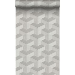 Origin Wallcoverings eco-texture vliesbehang grafisch 3D motief grijs - 50 x 900 cm - 347999
