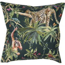 Clayre & Eef Kussenhoes Groen Zwart Polyester Jungle
