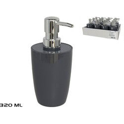 Zeepdispenser / Zeeppompje - Kunststof Collectie Venice - Antraciet - 320ml - 7x7x17.5 cm