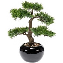 Groene kunstplant Cedar Bonsai plant in pot - Kunstplanten