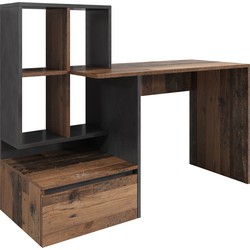 Meubella Bureau Pierre 2 - Donker eiken - Antraciet - 145 cm