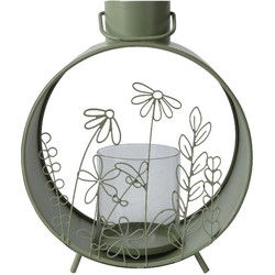 Lantaarn ijzer l18b10h21,5 cm groen