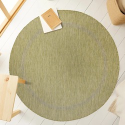 Relax Uni Binnen en Buiten - Rond Vloerkleed - Indoor & Outdoor - Laagpolig Effen - Groen- 200 CM ROND