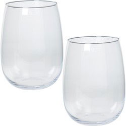 Floran Vaas Julia - 2x - wijde hals - transparant - glas - 22 x 26 cm - Vazen