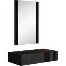 Meubella Kaptafel Palamos - Mat zwart - 80 cm - Met spiegel