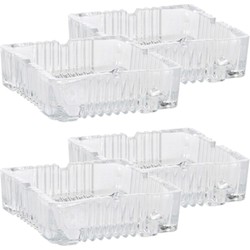 Set van 4x stuks glazen binnen/buiten asbak 10 x 10 x 4 cm transparant - Asbakken