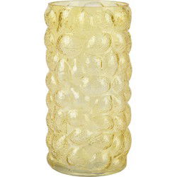 Vaas glas d15h28 cm geel