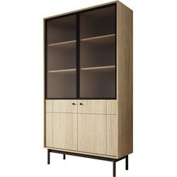 Meubella - Vitrinekast Jules 1 - Eiken - 104 cm