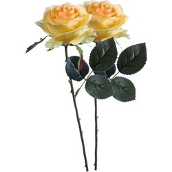 2 x Kunstbloemen steelbloem geel roos Simone 45 cm - Kunstbloemen