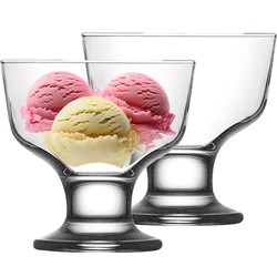 LAV IJcoupes/ijs/dessert serveer schaaltjes - op voet - set 2x stuks - glas - 285 ml - IJsjeshouders