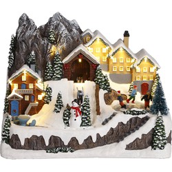 LuVille Kerstdorp Miniatuur Wintertafereel - L33 x B22 x H24 cm