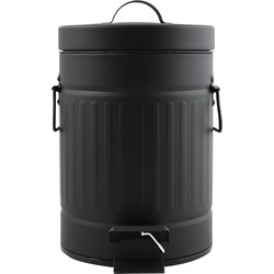 MSV Prullenbak/pedaalemmer - Industrial - metaal - zwart - 3L - 17 x 26 cm - Badkamer/toilet - Pedaalemmers