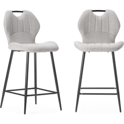 Set van 2 krukken in stof met zwarte metalen poten H65 cm - MULI
