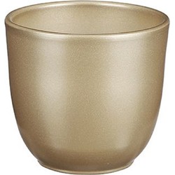 Mica Decorations Plantenpot - goudkleurig - keramiek - 12 x 11 cm - Plantenpotten